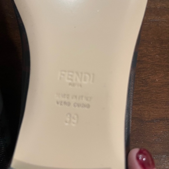 Fendi Black and mesh Logo Flats - Picture 6 of 9
